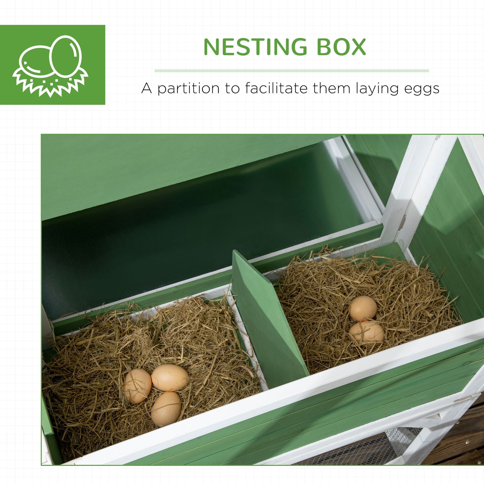 KFX-1598781 49" Small Chicken Coop with Enclosed Run and Garden Space for 2-4 Birds, Green Fir Wood Construction