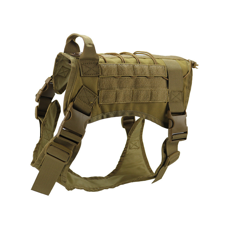 KFX-1599293 Large Tactical Dog Vest for Outdoor Adventures in Khaki, Black, Army Green, and CP Camouflage, Made from Durable Nylon
