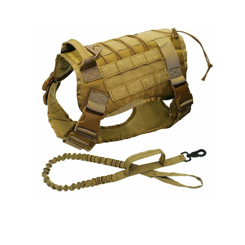 KFX-1599293 Large Tactical Dog Vest for Outdoor Adventures in Khaki, Black, Army Green, and CP Camouflage, Made from Durable Nylon