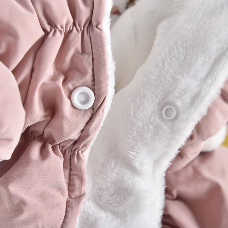 KFX-1599549 Floral Cotton Bubble Skirt Pet Clothes for Dogs and Cats - Winter Warmth in Pink and Blue