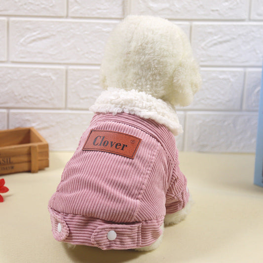 KFX-1599677 Warm Thickened Winter Clothing for Small Bichon Pomeranian Puppies - Unisex Cotton Style in Multiple Colors