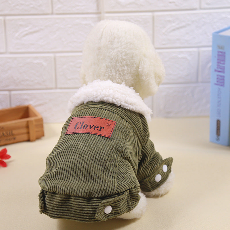 KFX-1599677 Warm Thickened Winter Clothing for Small Bichon Pomeranian Puppies - Unisex Cotton Style in Multiple Colors