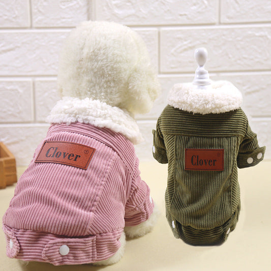 KFX-1599677 Warm Thickened Winter Clothing for Small Bichon Pomeranian Puppies - Unisex Cotton Style in Multiple Colors