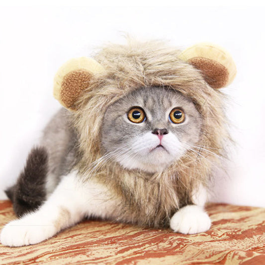 KFX-1599933 Lion Mane Costume Hat for Small Dogs and Cats - Festive Pet Accessory for Halloween and Parties