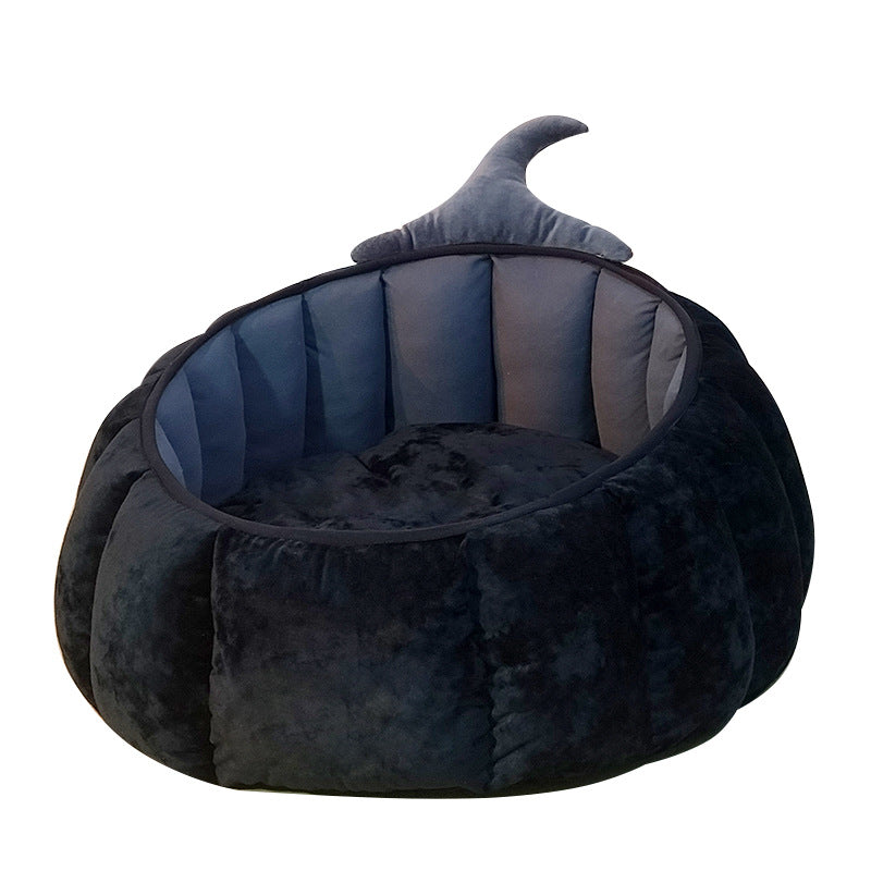 KFX-1602365 Cozy Cartoon Pumpkin Pet Bed for Cats and Small Dogs - Soft Plush Nest for Fall and Winter