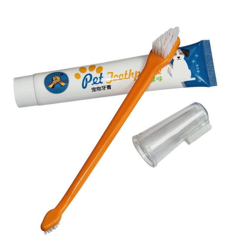 KFX-1602749 Pet Toothpaste Set for Dogs and Cats - Vanilla and Beef Flavor, Periodontal Care with Finger Sleeves