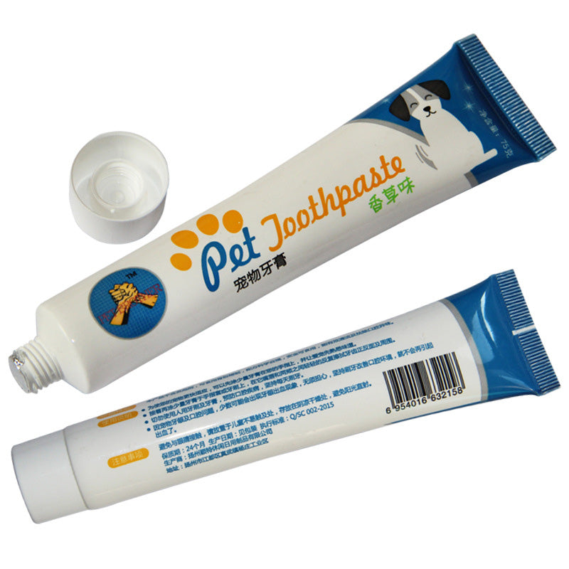 KFX-1602749 Pet Toothpaste Set for Dogs and Cats - Vanilla and Beef Flavor, Periodontal Care with Finger Sleeves