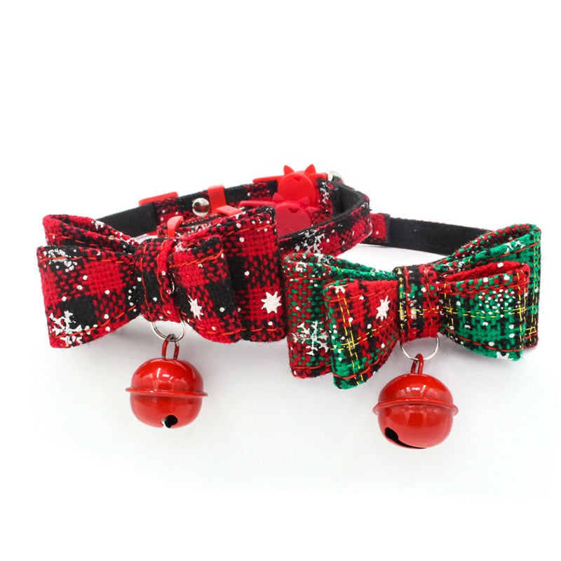 KFX-1602877 Small Dog Chain Print Collar for Christmas - Adjustable Microfiber Design