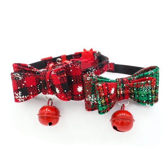 KFX-1602877 Small Dog Chain Print Collar for Christmas - Adjustable Microfiber Design