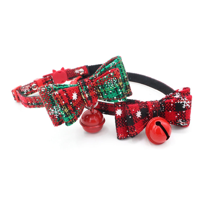 KFX-1602877 Small Dog Chain Print Collar for Christmas - Adjustable Microfiber Design