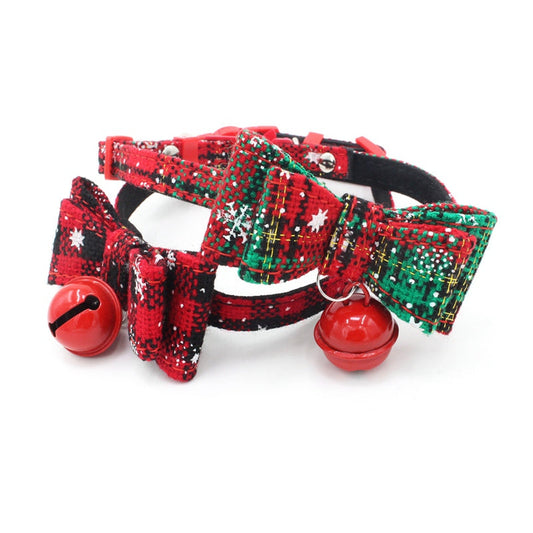 KFX-1602877 Small Dog Chain Print Collar for Christmas - Adjustable Microfiber Design