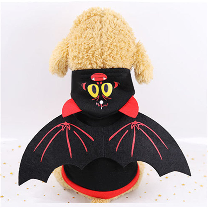 KFX-1605053 Halloween Bat Wings Pet Sweater – Cozy Hooded Design for Pets with Red and Black Wings, Made from Warm Fleece Fabric