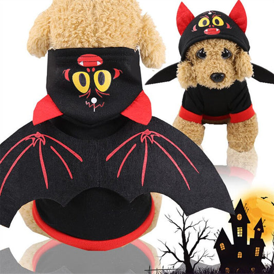 KFX-1605053 Halloween Bat Wings Pet Sweater – Cozy Hooded Design for Pets with Red and Black Wings, Made from Warm Fleece Fabric