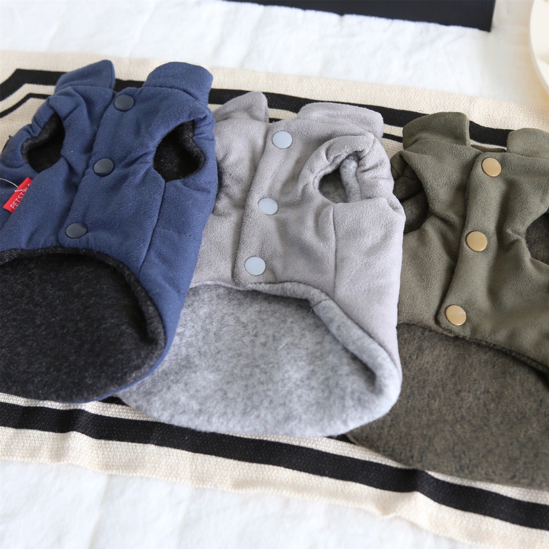 KFX-1605309 Military-Inspired Velvet Pet Vest in Gray and Navy Blue - Sizes XS to XL