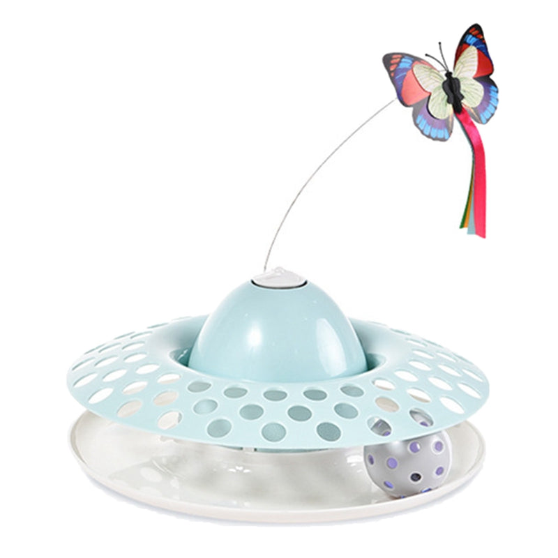 KFX-1605693 Automatic Electric Rotating Butterfly & Glowing Ball Cat Toy Set