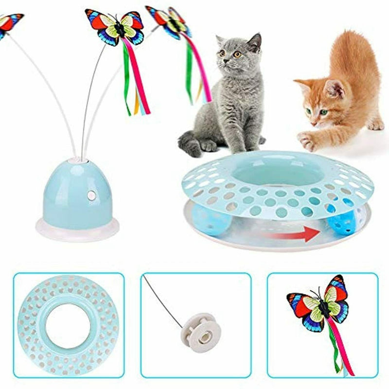 KFX-1605693 Automatic Electric Rotating Butterfly & Glowing Ball Cat Toy Set