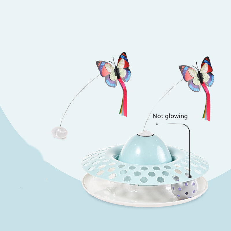 KFX-1605693 Automatic Electric Rotating Butterfly & Glowing Ball Cat Toy Set