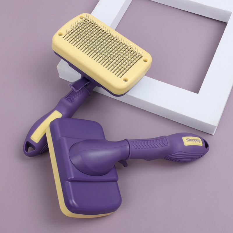 KFX-1606461 Automatic Cat and Dog Hair Comb - Purple PP Pet Grooming Tool