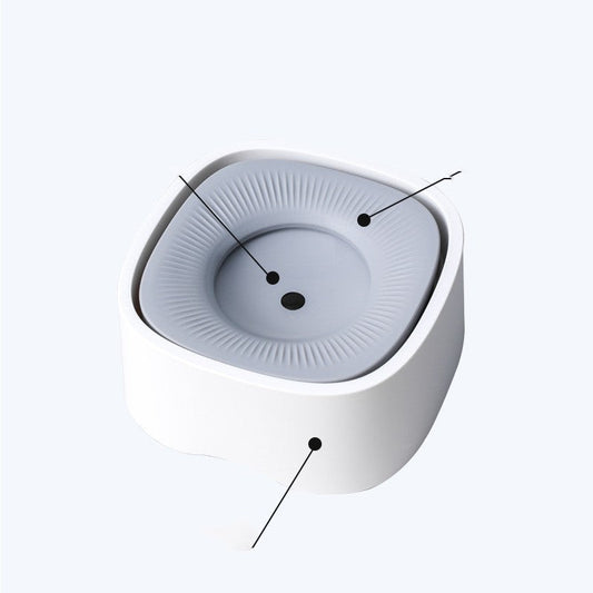 KFX-1606845 Pet Square Floating Bowl - Wet-proof Design for Easy Feeding - Available in Millet White, Yellow, Purple - Made from Durable ABS Resin