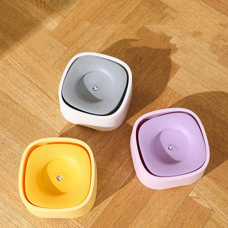 KFX-1606845 Pet Square Floating Bowl - Wet-proof Design for Easy Feeding - Available in Millet White, Yellow, Purple - Made from Durable ABS Resin