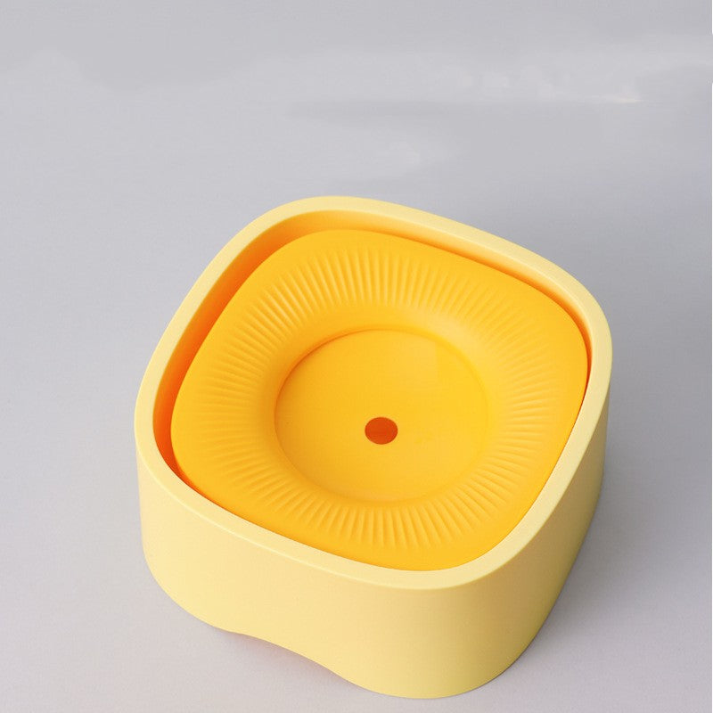 KFX-1606845 Pet Square Floating Bowl - Wet-proof Design for Easy Feeding - Available in Millet White, Yellow, Purple - Made from Durable ABS Resin