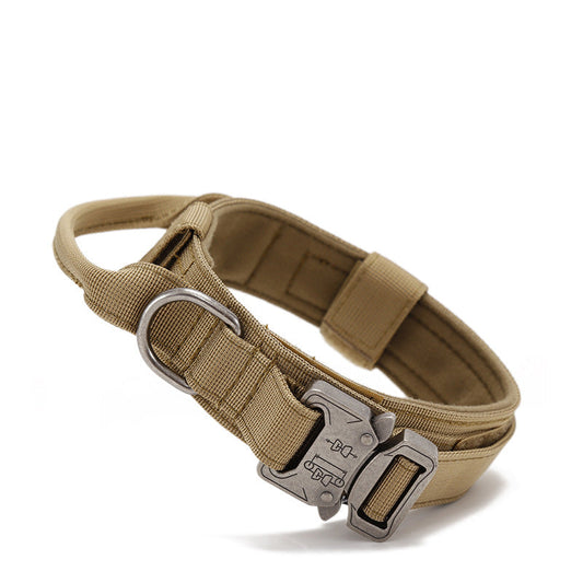 KFX-1608637 Durable Nylon Adjustable Tactical Dog Collar for Medium and Large Breeds - Black, Army Green, Khaki