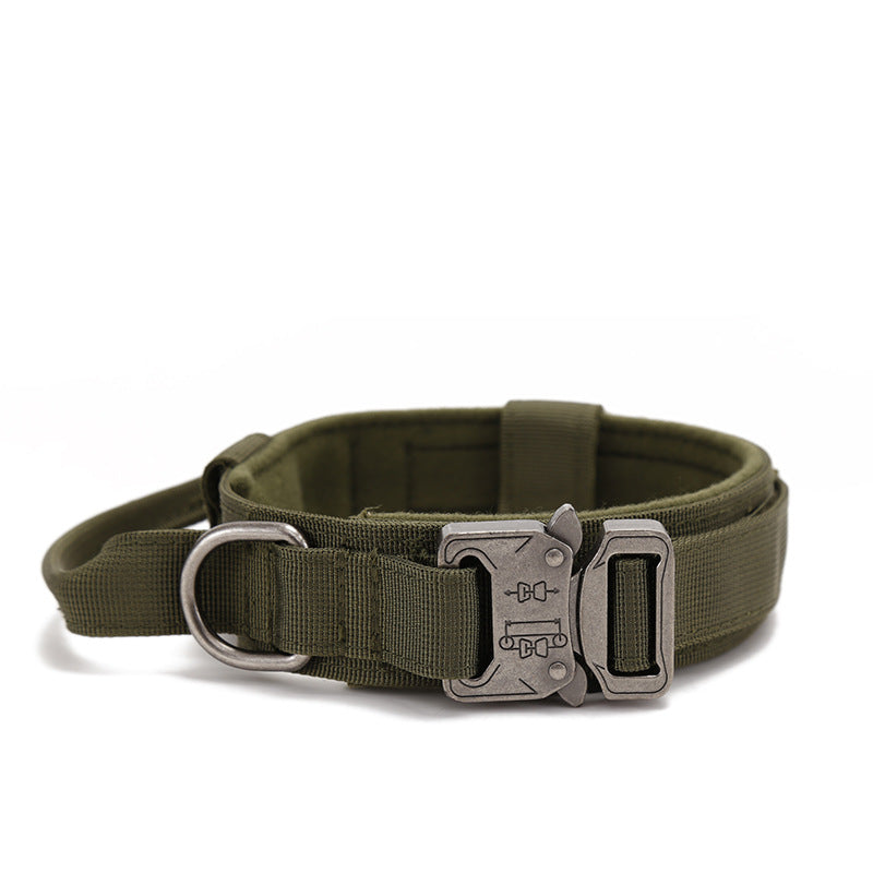 KFX-1608637 Durable Nylon Adjustable Tactical Dog Collar for Medium and Large Breeds - Black, Army Green, Khaki