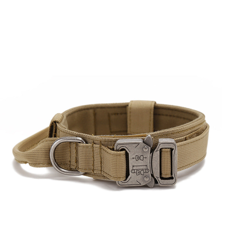 KFX-1608637 Durable Nylon Adjustable Tactical Dog Collar for Medium and Large Breeds - Black, Army Green, Khaki