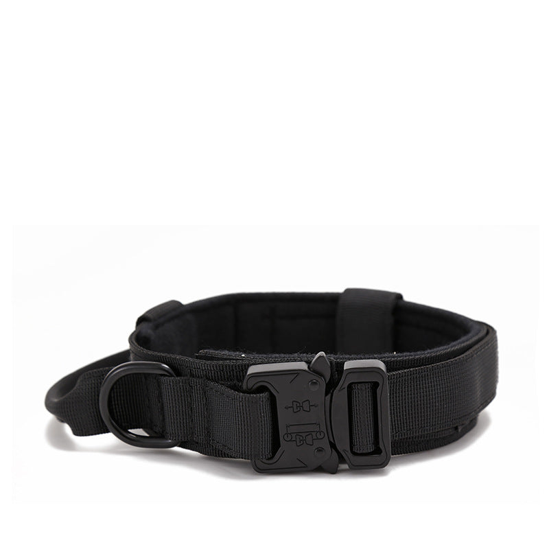 KFX-1608637 Durable Nylon Adjustable Tactical Dog Collar for Medium and Large Breeds - Black, Army Green, Khaki
