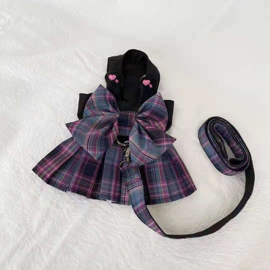 KFX-1609021 Chest and Back Traction Rope for Pets - Polyester Material, Available in Sizes XXS to XL, Purple Color