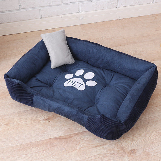 KFX-1610685 Cozy Dog Paw Print Mattress with Corduroy and Suede Fabric