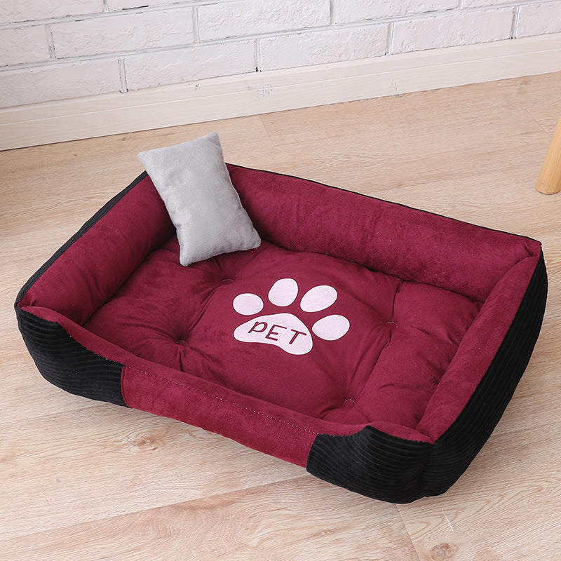 KFX-1610685 Cozy Dog Paw Print Mattress with Corduroy and Suede Fabric