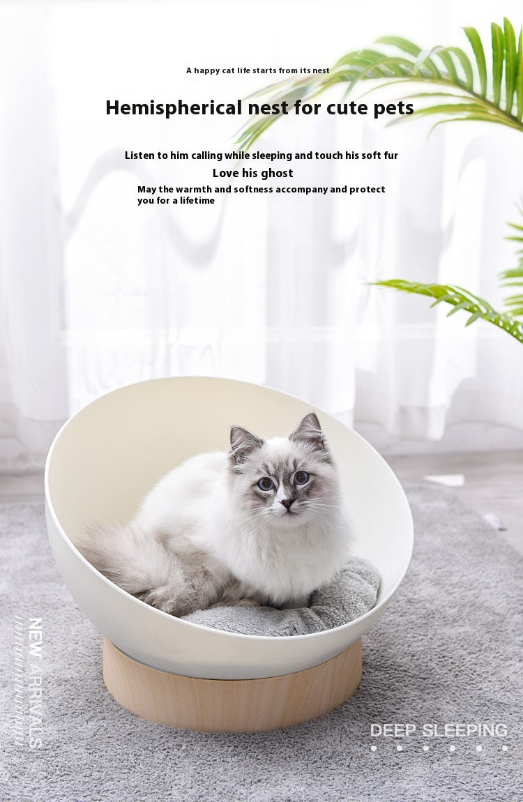 KFX-1616445 Stylish White Wood Grain Plastic Open Cat Nest for Cozy Relaxation