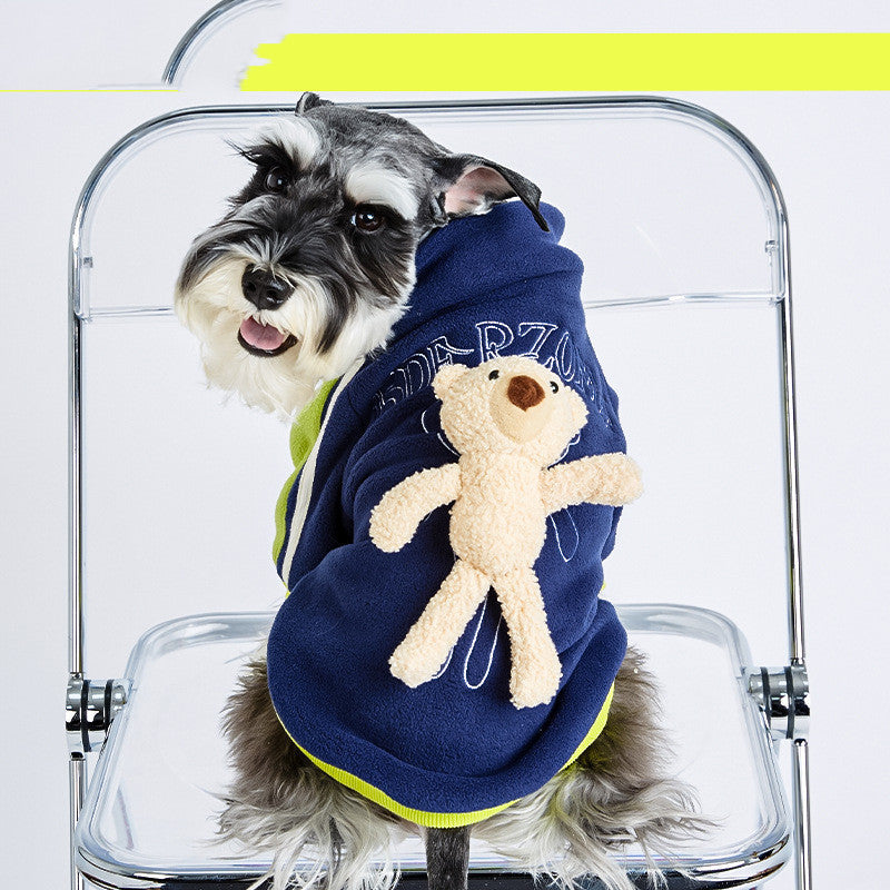 KFX-1616957 Cubs Style Baseball Uniform Dog Jacket for Spring and Autumn in Cotton with Detachable Bear