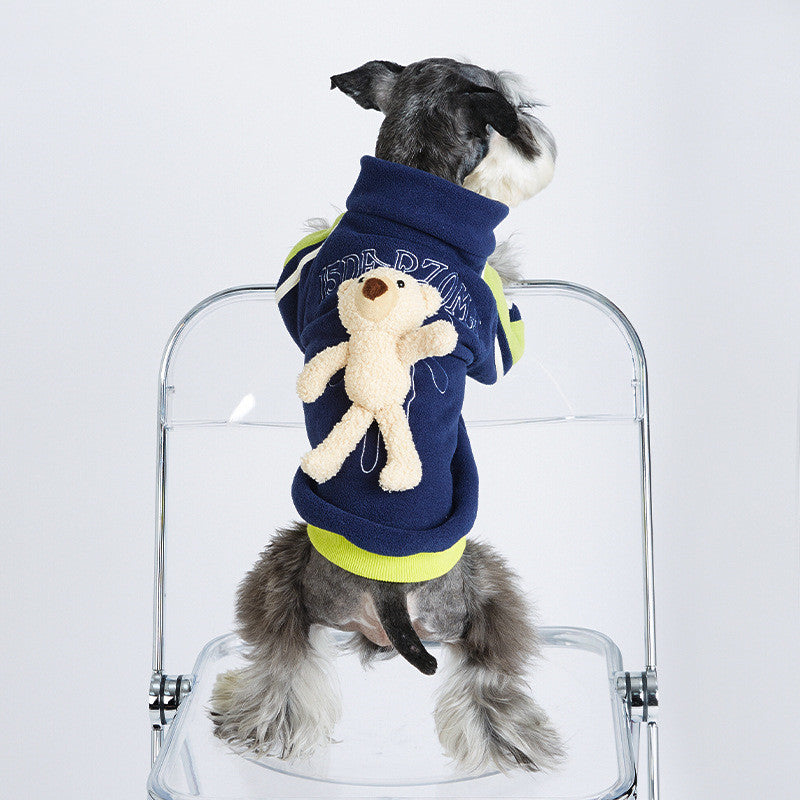 KFX-1616957 Cubs Style Baseball Uniform Dog Jacket for Spring and Autumn in Cotton with Detachable Bear