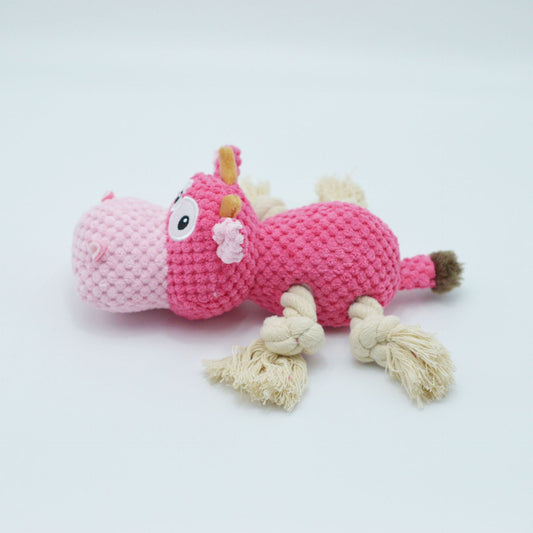 KFX-1617213 Cow Plush Velvet Dog Toy with Creaking Sound - Multiple Colors Available