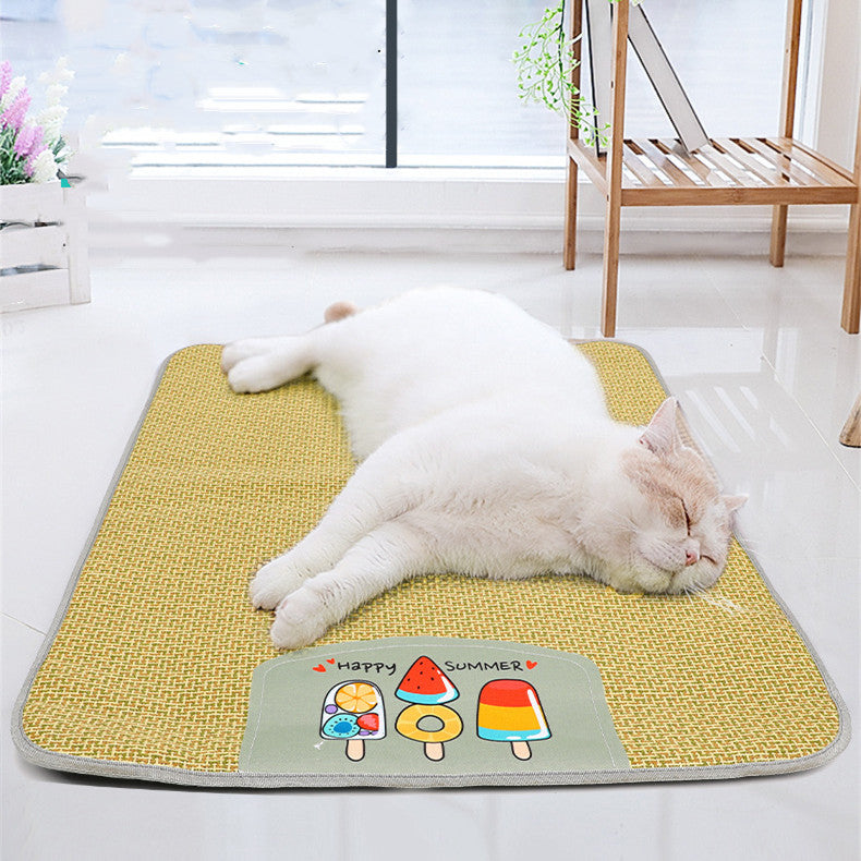 KFX-1618237 Cooling Rattan Pet Sleeping Mat with Soft Sponge Padding for Dogs and Cats – Anti Scratch and Moisture Resistant – Various Sizes Available