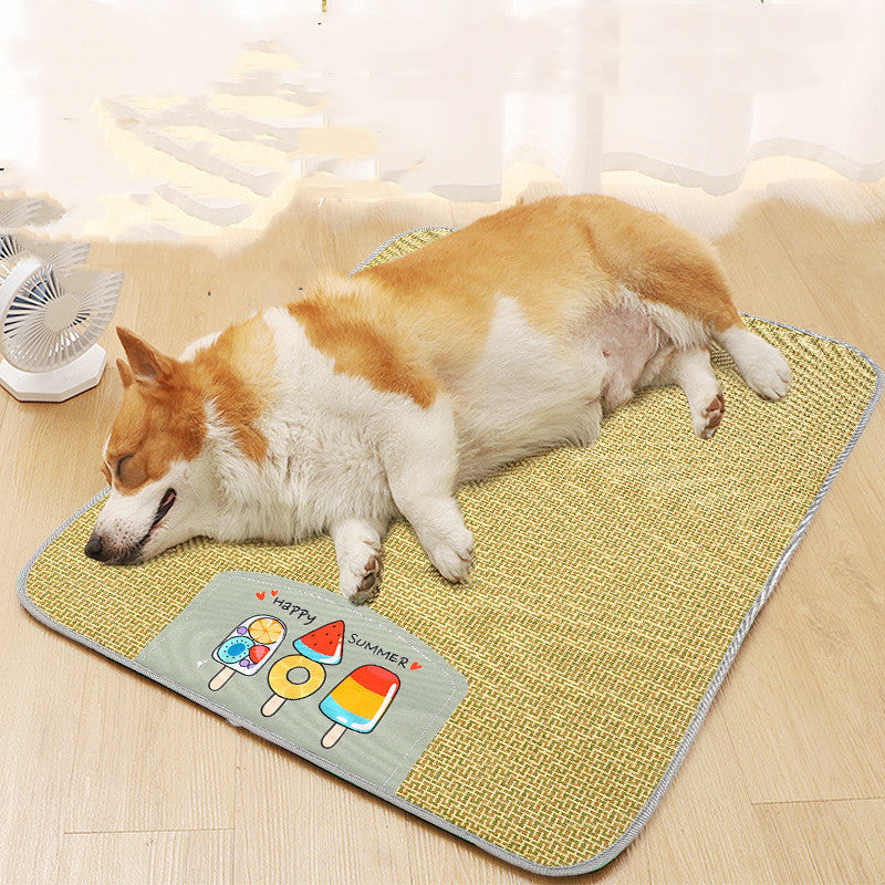 KFX-1618237 Cooling Rattan Pet Sleeping Mat with Soft Sponge Padding for Dogs and Cats – Anti Scratch and Moisture Resistant – Various Sizes Available