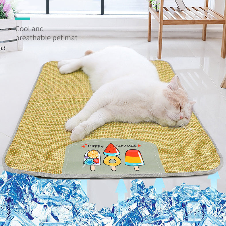 KFX-1618237 Cooling Rattan Pet Sleeping Mat with Soft Sponge Padding for Dogs and Cats – Anti Scratch and Moisture Resistant – Various Sizes Available
