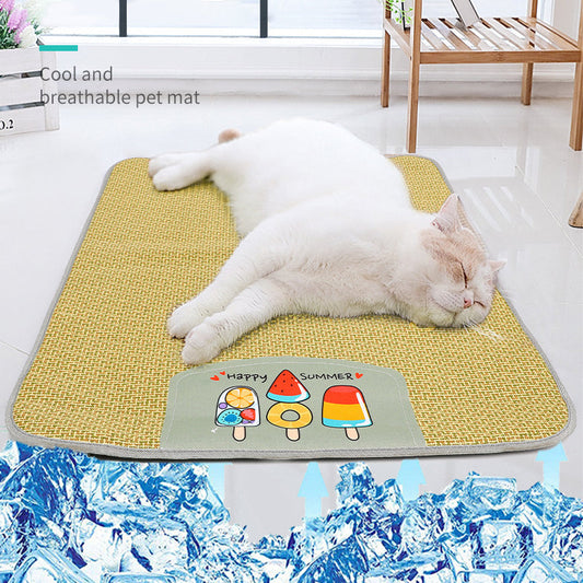 KFX-1618237 Cooling Rattan Pet Sleeping Mat with Soft Sponge Padding for Dogs and Cats – Anti Scratch and Moisture Resistant – Various Sizes Available