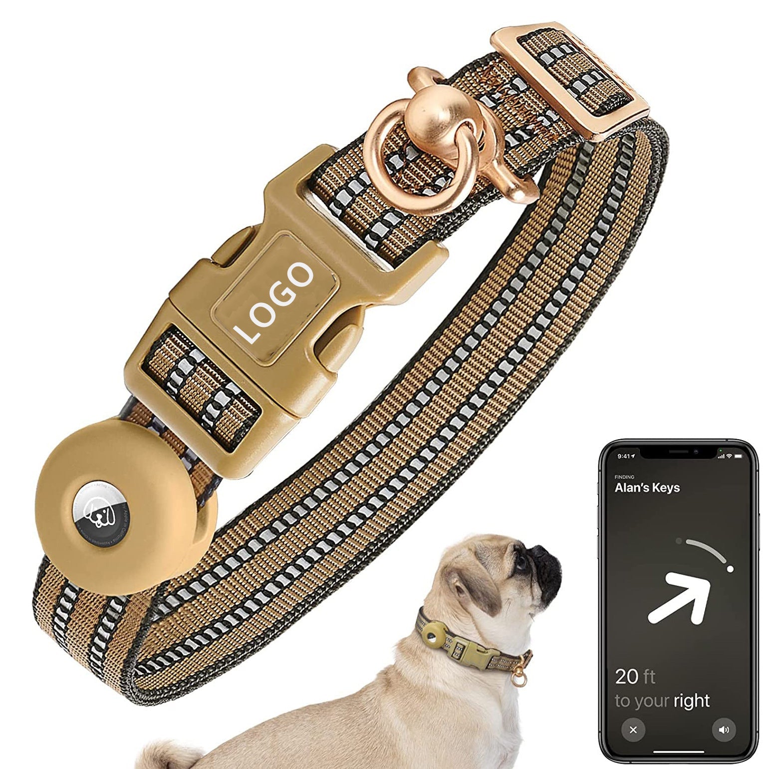 KFX-1618365 Silicone Anti-Lost Dog Collar with Monochrome Design, Nylon Material, Four Seasons, Multiple Sizes