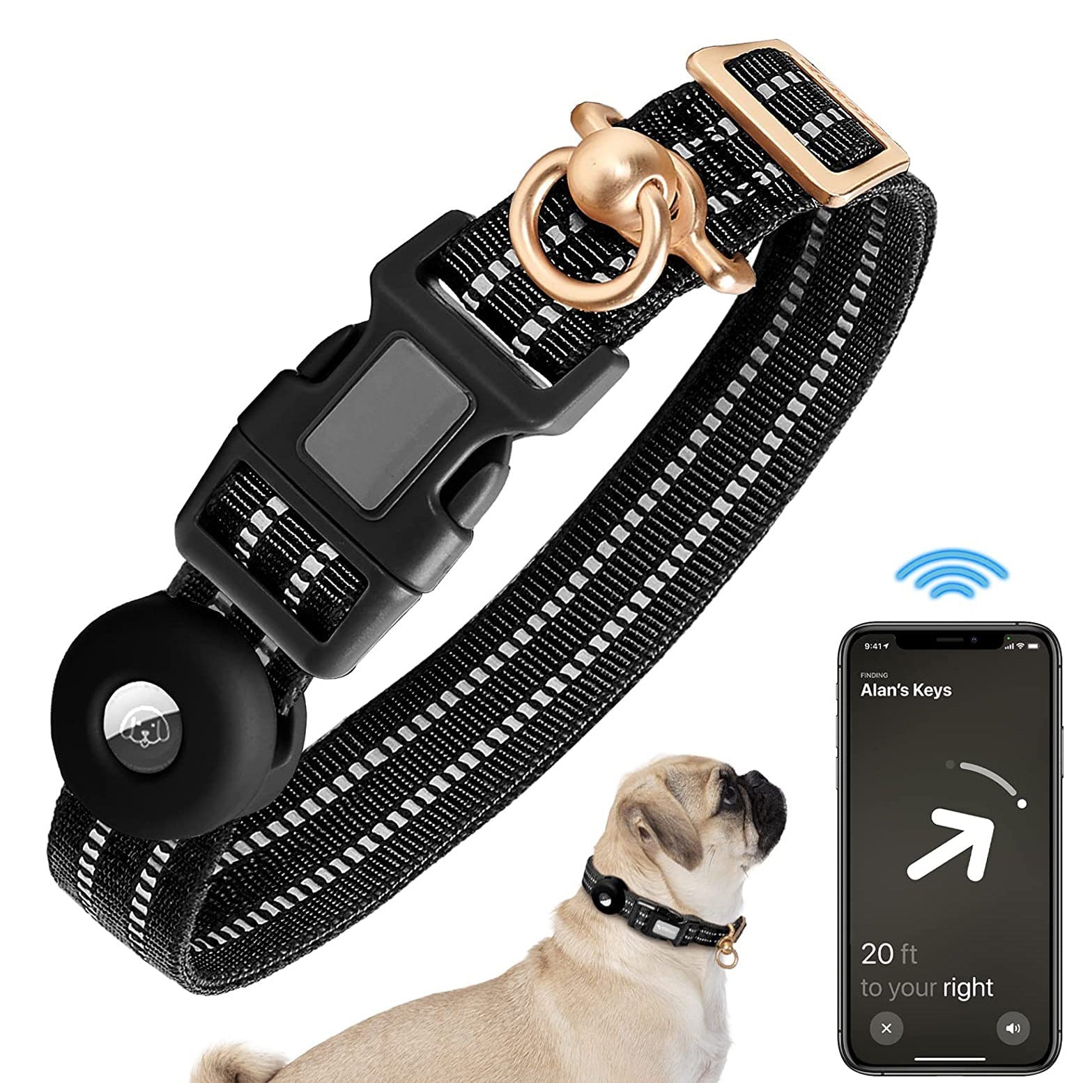 KFX-1618365 Silicone Anti-Lost Dog Collar with Monochrome Design, Nylon Material, Four Seasons, Multiple Sizes