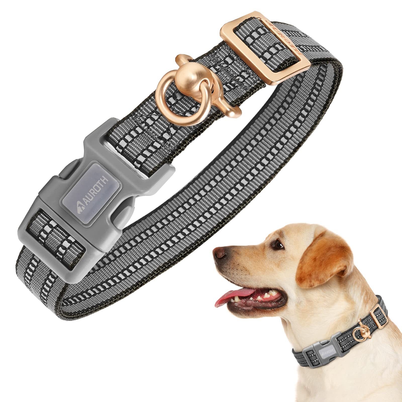 KFX-1618365 Silicone Anti-Lost Dog Collar with Monochrome Design, Nylon Material, Four Seasons, Multiple Sizes