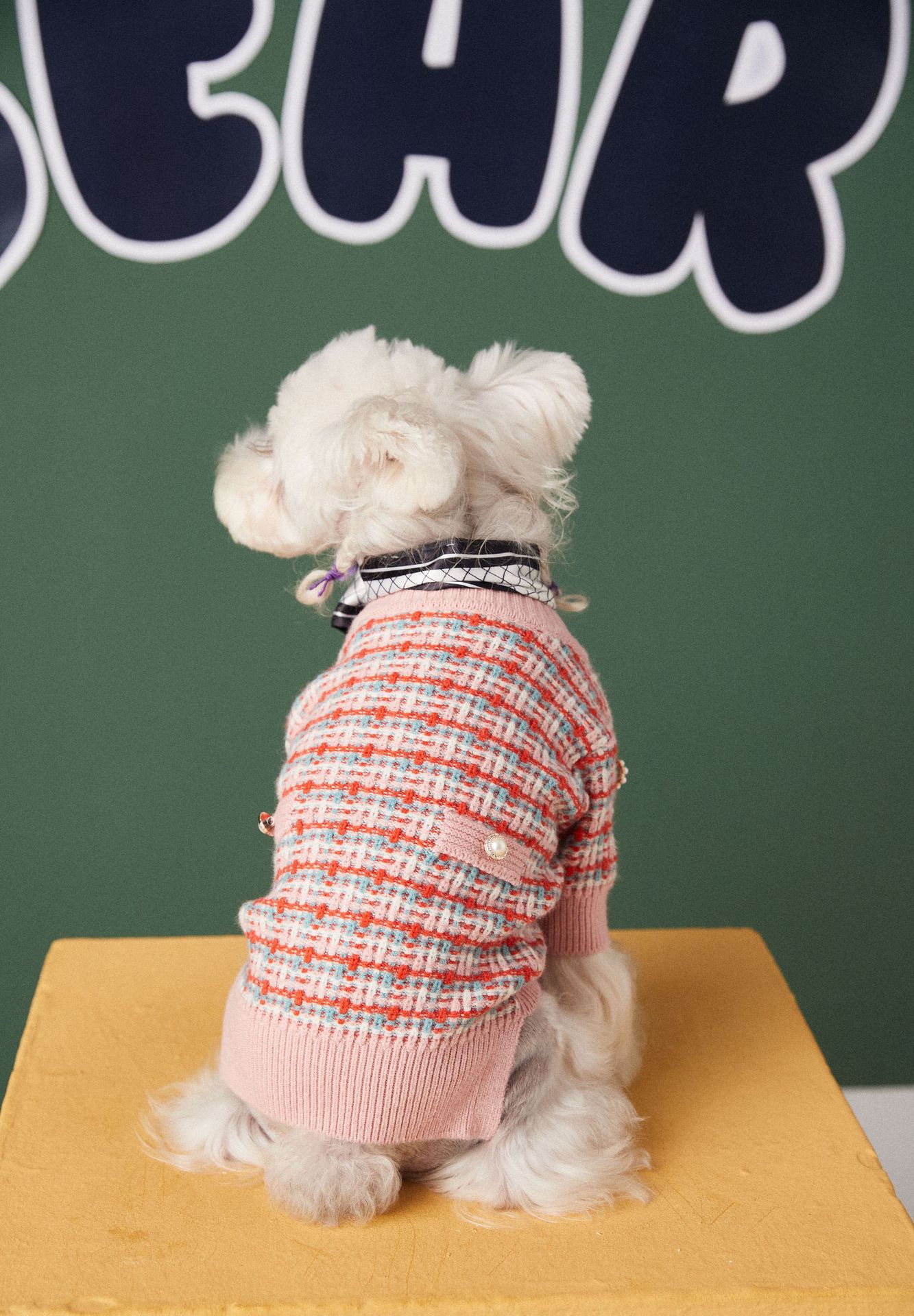 KFX-1620157 Small Fragrance Sweater Cardigan for Pets in Pink Wool