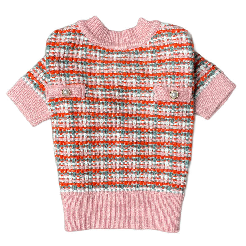 KFX-1620157 Small Fragrance Sweater Cardigan for Pets in Pink Wool