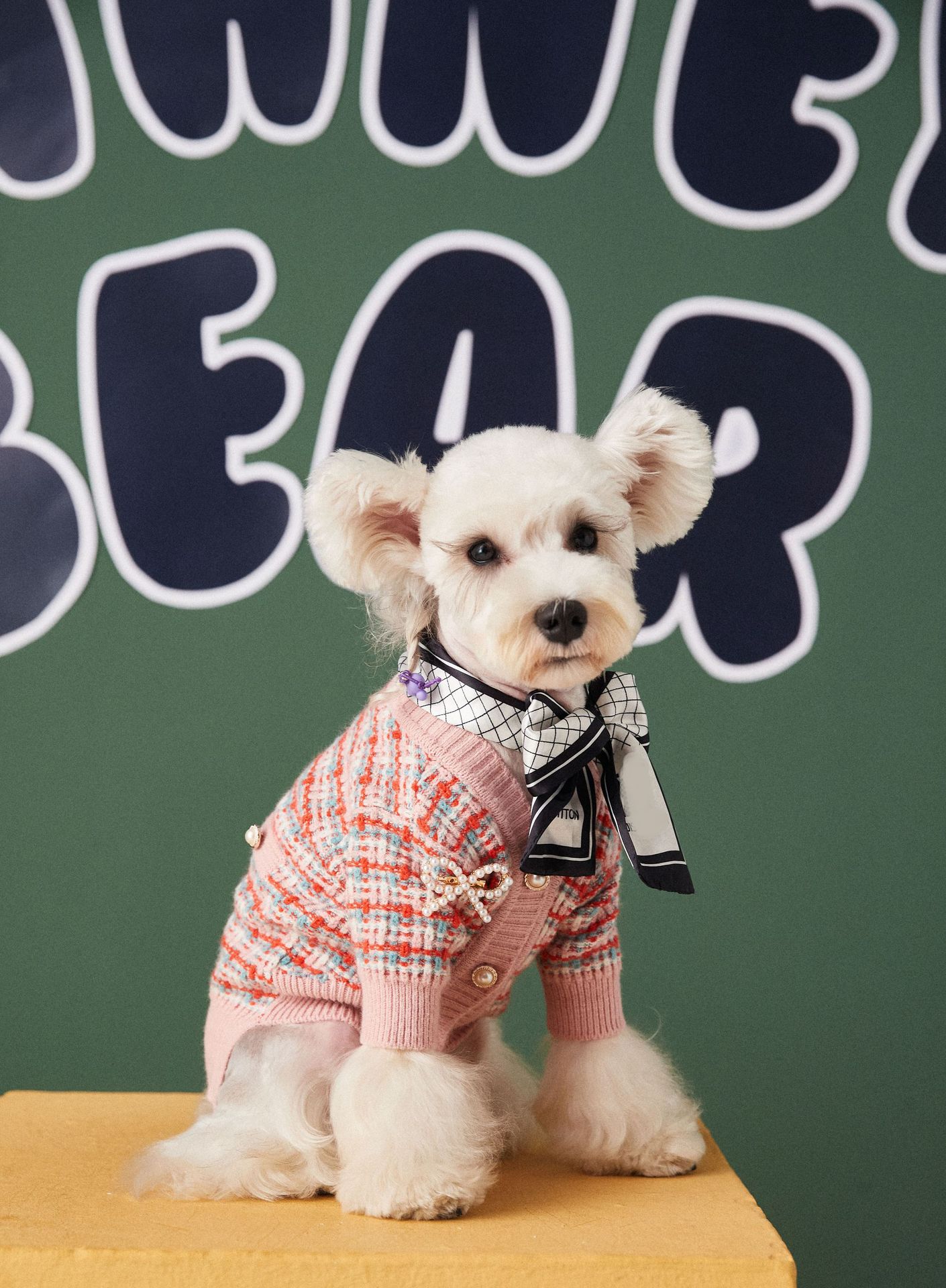 KFX-1620157 Small Fragrance Sweater Cardigan for Pets in Pink Wool