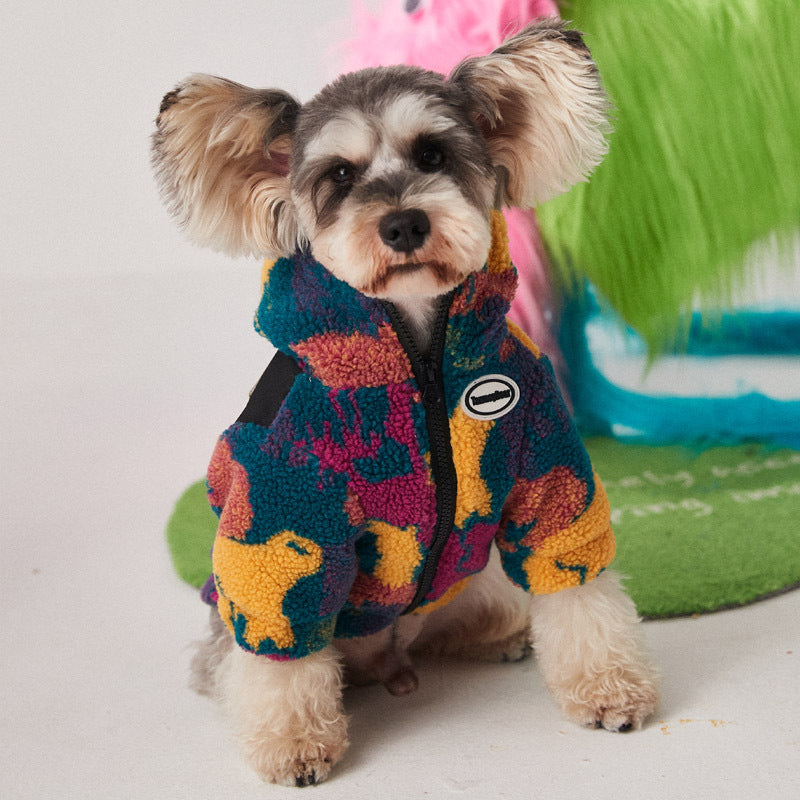 KFX-1620541 Thick Camouflage Dog Jacket for Autumn and Winter - Cozy Two-Legged Clothing for Small to Medium Dogs