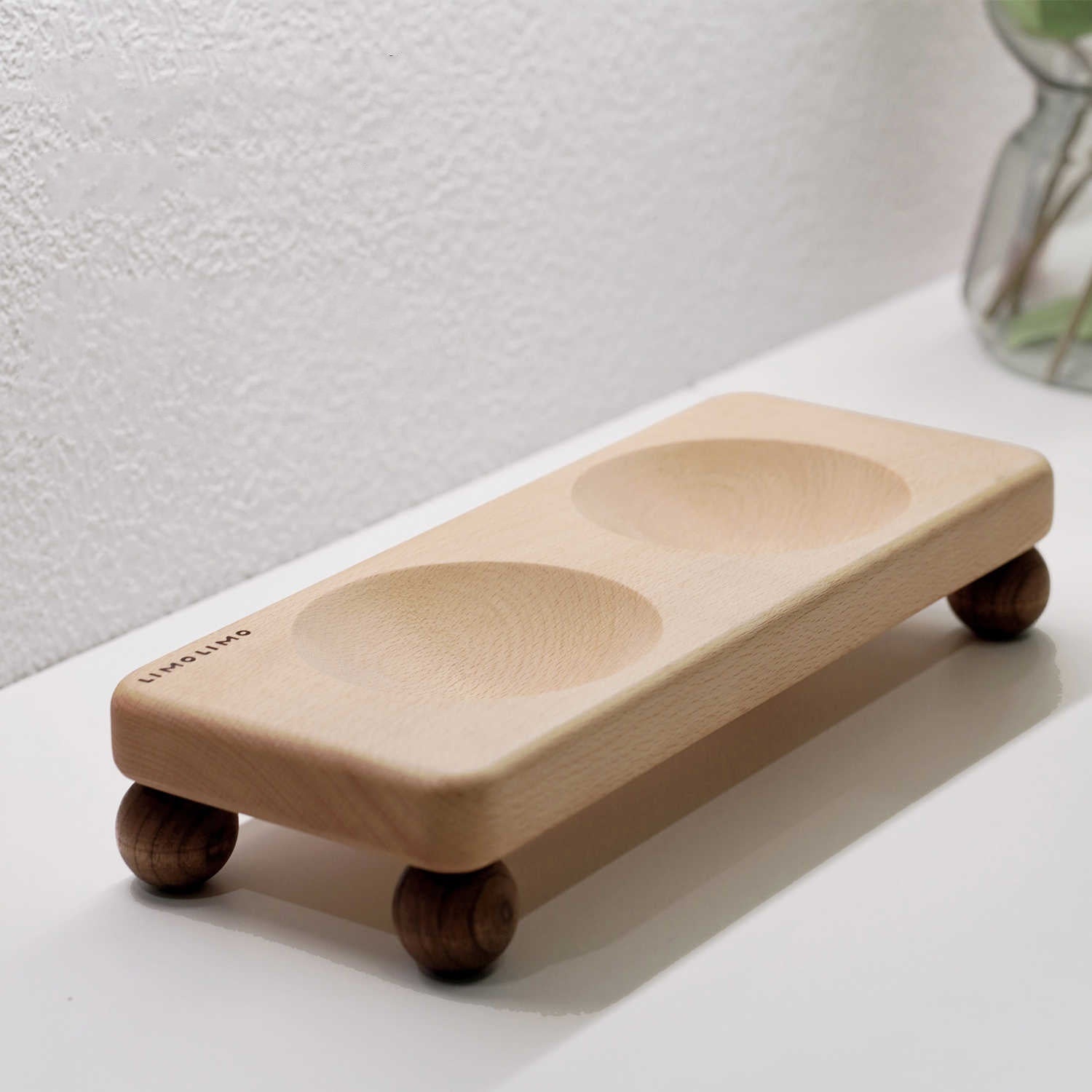 KFX-1622333 Solid Wood Cat Bowl with Ceramic Feeding Options in Various Colors