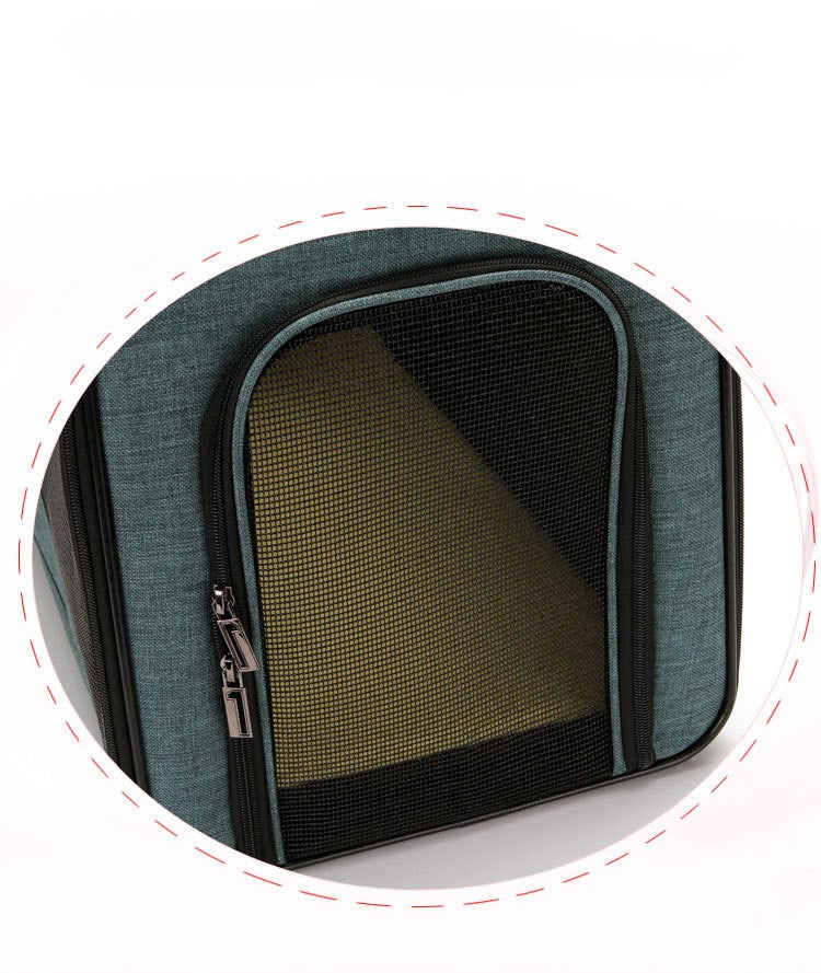 KFX-1624381 Stylish Foldable Pet Carrier Bag - Durable Cationic Linen in Gray, Brown, Cyan