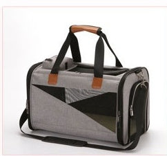 KFX-1624381 Stylish Foldable Pet Carrier Bag - Durable Cationic Linen in Gray, Brown, Cyan